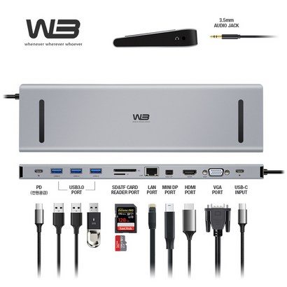 W3 CTH12 도킹스테이션 허브 12in1 노트북 맥북 C타입 USB HDMI 4K 리뷰후기
