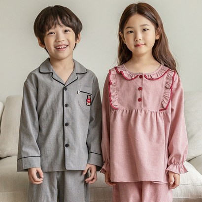 SOO 베스트 블랙 레드 하운드 투스 체크 아동 파자마