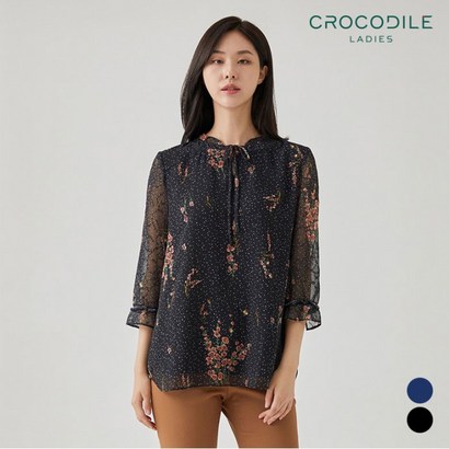 크로커다일레이디 간절기 플라워 프린팅 블라우스 C0FB102