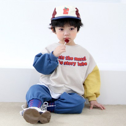메르시보꾸 SS21F19 베이브블록세트 아동 상하복