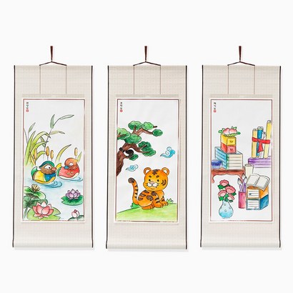 바오바론 족자 만들기 전통 민화 민속 그림 미술 수업 재료 무료스티커 증정