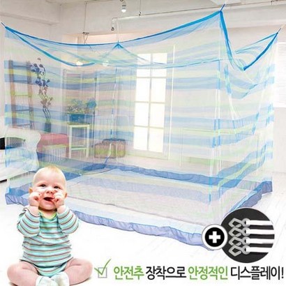 그린블럭사각추 모기장 사각모기장 침대모기장