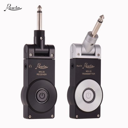 Rowin WS-20 2 무선 충전식 일렉기타 송신기 수신기 전송범위