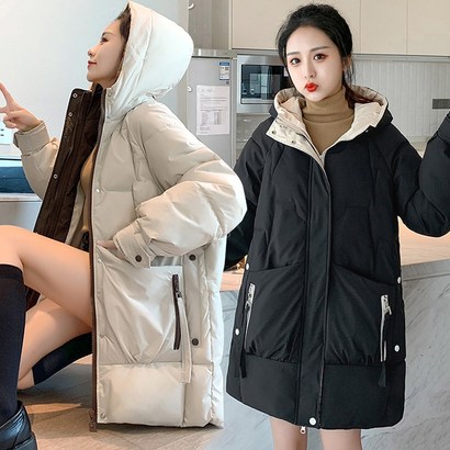 스타일아유 여성 웰론 패딩 후드 배색 경량패딩점퍼 겨울 방한 아우터
