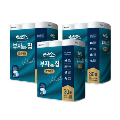 모나리자 부자되는집 3겹 벨벳데코 천연펄프