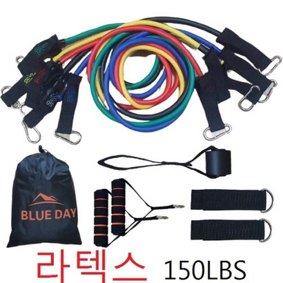 푸른하루 홈트 밴드 150LBS 5종 손잡이 도어앵거 발목 스트랩 풀 튜빙 밴드 리뷰후기