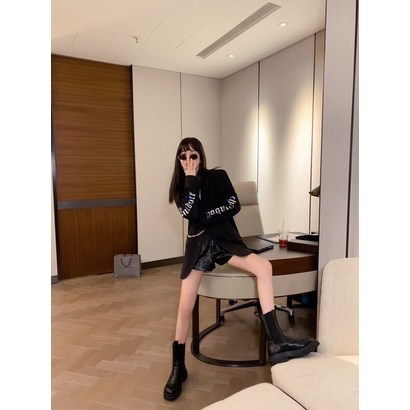 초 가을 두 팔 환채 이니셜 플라워 프린트 단추로 된 곳 연결 체인 와이드 루즈핏 빅 판 형 리뷰후기