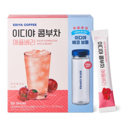 이디야 콤부차 레몬라임 20T애플베리20T 에코보틀2개