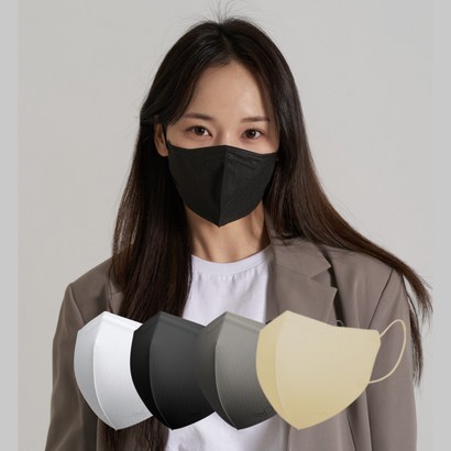 맘편히마스크 KF94 새부리형 100매 화이트 블랙 그레이 베이지 소형 중형 대형