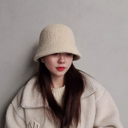 느와드코코 두꺼운 양털 프리미엄 뽀글이 겨울 무챙 버킷햇 모자