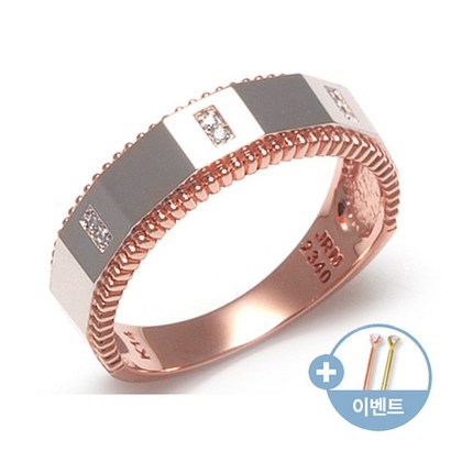 18K 반지 심플 사각컷팅 버블콤비 남성 큐빅 반지 R16658