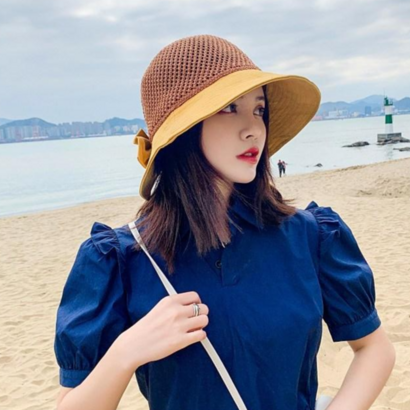 일월전빵 예쁜 리본 여행 모자 나들이 모자