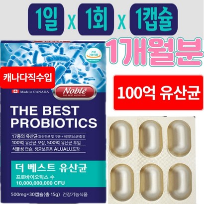 100억 백억 유산균 캐나다직수입 가족 생 유상균 신프리바이오틱스 엘지지 람노플알파 / 1일1회1캡슐 1개월분