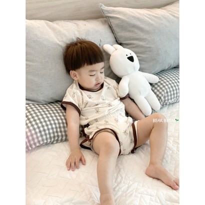 과일패턴 상하세트 - 베어빈 유아복 상하복 외출복 실내복 아기실내복 어린이집 여름 반팔 반바지 순면 키즈 베이비 50일아기 백일아기 돌아기 리뷰후기