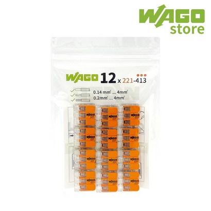 와고 221 전선 커넥터 3폴 12개입 wao221-413C
