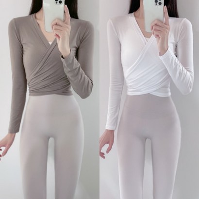 로라벨 허밍 긴팔 크롭 랩 필라테스복 요가복 필라테스옷 필라테스커버업 필라테스상의 요가 운동복 봄 여름 가을 간절기 리뷰후기