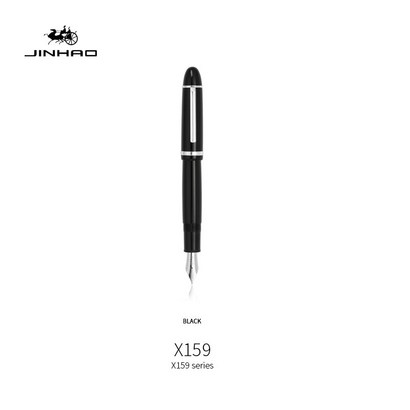 Jinhao X159 만년필 블랙 아크릴 TonTon 실버 와이어 클립 Iraurita 펜촉 매일 쓰기 서명 학교 F7107