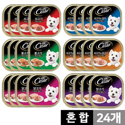 ars-- 시저 캔 혼합 반려견 주식캔 혼합구성 24개입 시저