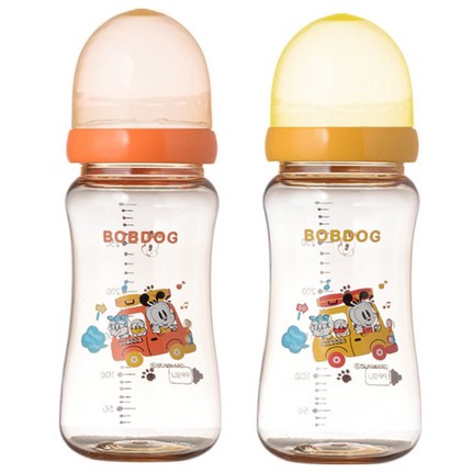 리틀밥독 PPSU 노꼭지젖병 트윈팩 300ml 오렌지+옐로우, 1세트