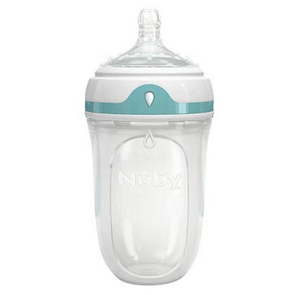 누비 실리콘 젖병 250ml + 컴포트 젖꼭지, 2단계(3개월부터), 혼합 색상