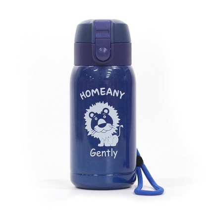 홈애니 원터치 보온보냉병 + 손목스트랩, 네이비, 300ml