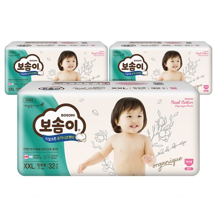 보솜이 리얼코튼 오가니크 팬티 여아용 점보, 96매