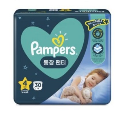 팸퍼스 통잠 팬티형 기저귀 아동용 4단계(9~14kg) 1p 30매