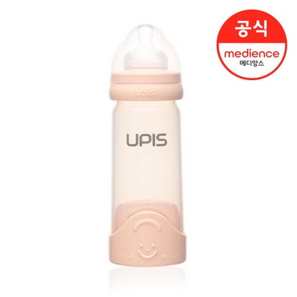 유피스 일회용 젖병 250ml, 3~13개월, 핑크베이지