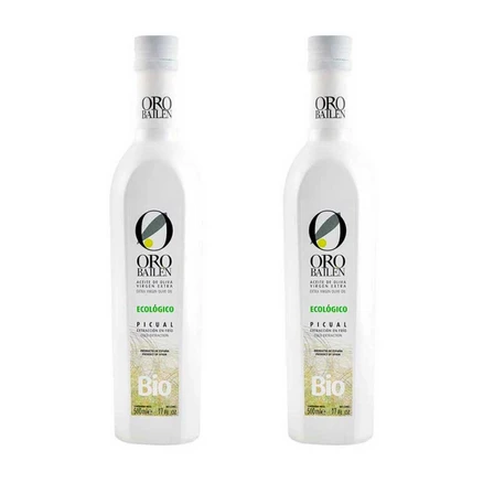오로바일렌 피쿠알 500ml 2병 엑스트라버진 올리브오일 스페인 ORO BAIL?N BIO PICUAL 500 ML Extra Virgin Olive Oil Organic 500 ML Glass bottle, 2개