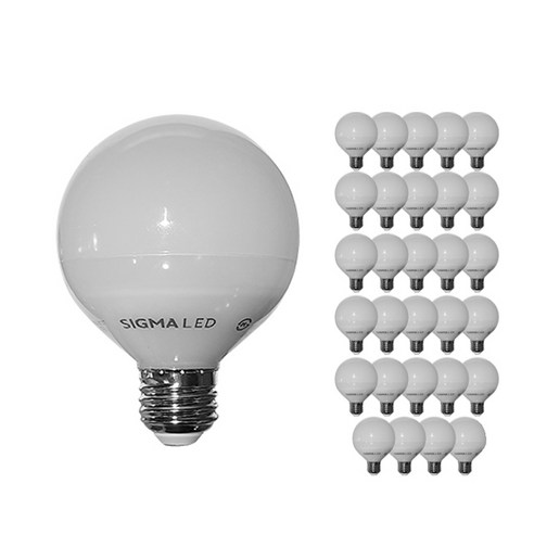 시그마램프 빔볼구 LED 전구 숏타입 8W E26, 전구색, 30개
