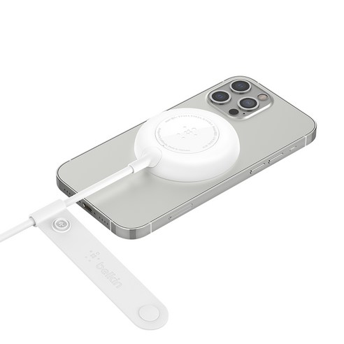 벨킨 아이폰12 맥세이프 호환 마그네틱 휴대용 무선 충전 패드7.5W WIA005, 화이트, 1개