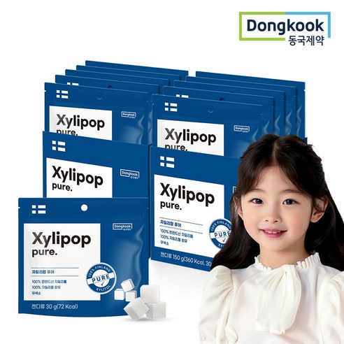 동국제약 핀란드산 무설탕 자일리톨 100% 캔디 자일리팝 퓨어 파우치, 150g, 2세트