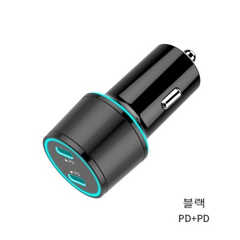 KORELAN 차량용 충전기듀얼 USB 충전기, PD+PD, 검은색
