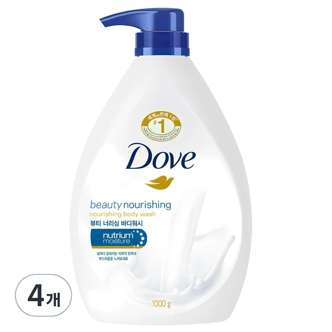 도브 뷰티너리싱 바디워시, 1L, 4개