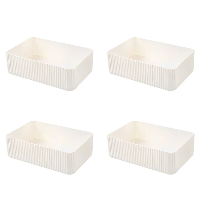 더자카 다용도 심플 소품정리함, 4개, 화이트