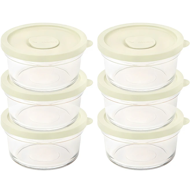 글라스락 렌지쿡 촉촉한 햇밥용기 원형 350ml, 코코넛밀크, 6개