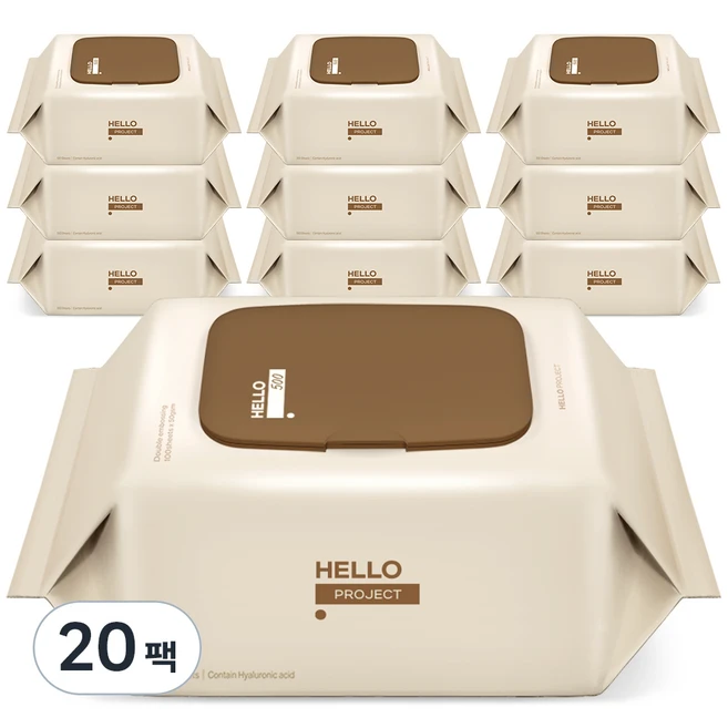 헬로500 물티슈 캡형, 50g, 100매, 20개