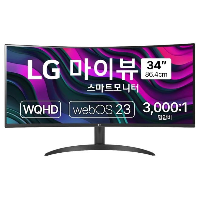 LG전자 WQHD MyView 스마트 커브드 모니터 34SR60QC, 86.4cm