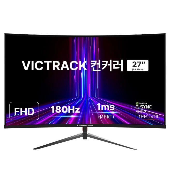 빅트랙 FHD 컨커러 180Hz 게이밍 커브드 모니터, 68.58cm, 27CM18001