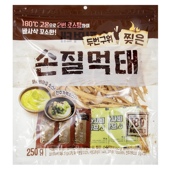 두번구워 찢은 손질먹태 160g + 와사비마요 15g x 3p + 전주 가맥소스 15g x 3p, 1세트