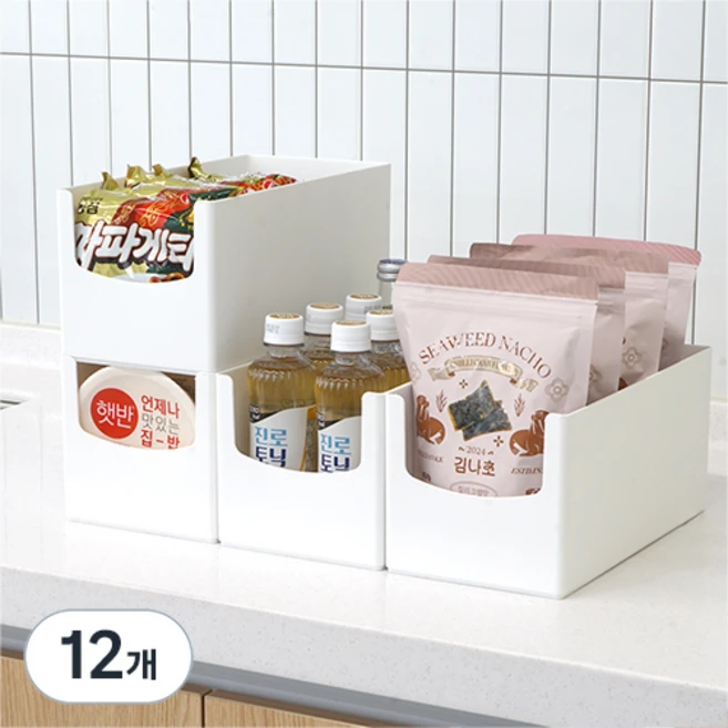 엠비코 다용도 팬트리 정리함, 화이트, 12개