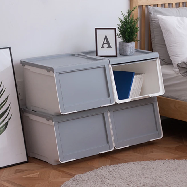 이즈리빙 슬라이딩 리빙박스 대형, 그레이, 36L, 4개