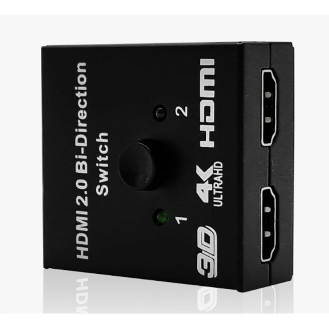 랜스타 HDMI 2.0 2:1 4K 60Hz 지원 무전원 양방향 선택기 블랙, 1개