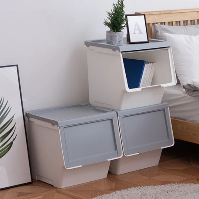 이즈리빙 슬라이딩 리빙박스 특대, 그레이, 46L, 3개