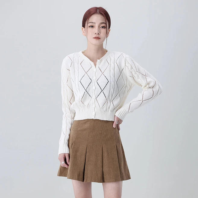 어썸어라운드 여성용 코듀로이 플리츠 미니 스커트