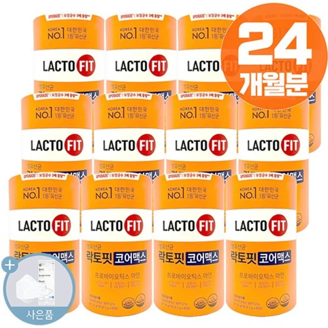 온가족 유산균 KOREA NO.1 생유산균 락토핏 코어맥스 LACTO-5X 프로바이오틱스 30억 CFU 유산균, 12세트, 60회분