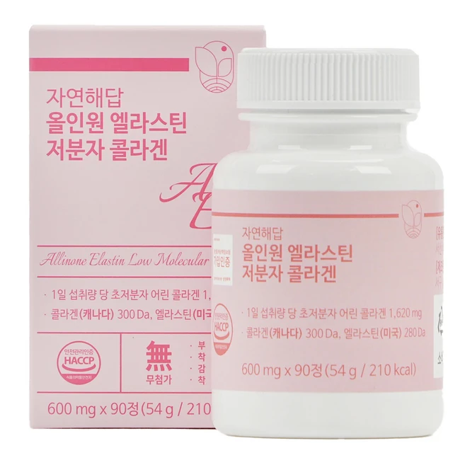 자연해답 올인원 먹는 엘라스틴 저분자 콜라겐, 90정, 6개