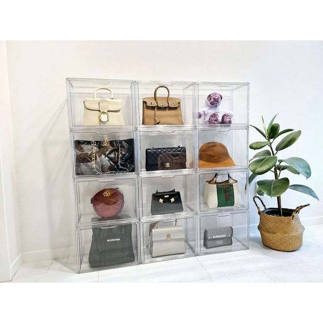 1미터 특대형 명품 신발 가방보관함 투명 아크릴 가방정리함 40*25*30cm, 6개, 칸막이포함