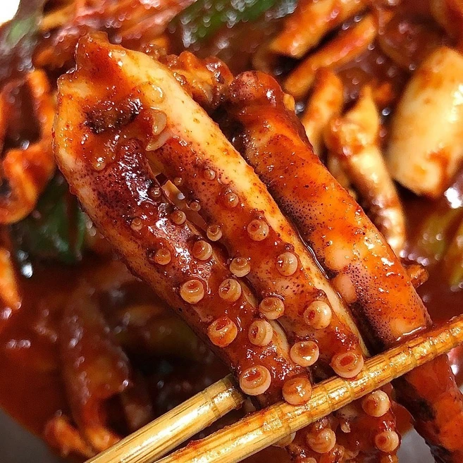 정품 양지팔당닭발 매운 오징어 팔당 불오징어 볶음, 400g, 1개