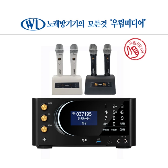 태진 TKR-370HK 가정용 반주기 + 진하일렉 제닉스 SKY 무선마이크, TKR-370HK+SKY(화이트)